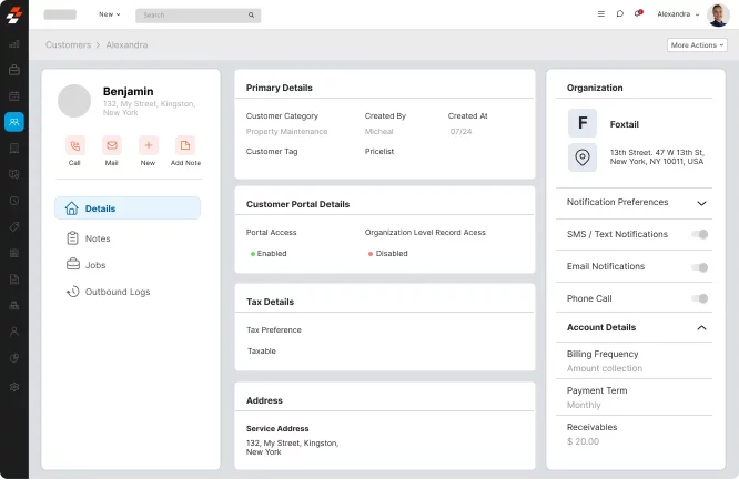 Customer portal dashboard