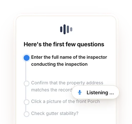 Hands-free voice checklist for roof inspections